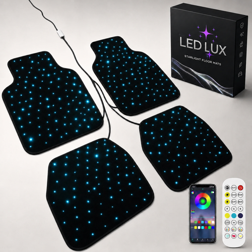 LED Starlight Car Floor Mats – Full Set (4 pcs)